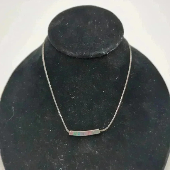 Silver Tone Princess Necklace 15 inch - Picture 2 of 5